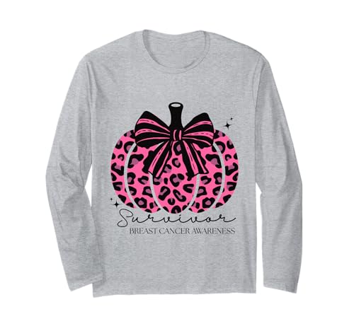 乳がんの意識 パンプキンズをチェックする 長袖Tシャツ