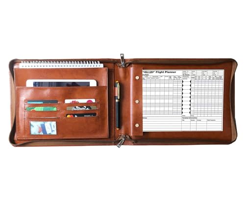 Carnet de bord professionnel en cuir végétalien format lettre pour pilote d'aviation