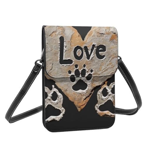 Lover Dog Paw Printed Crossbody Cell Phone Bag for Women Men, Small Leather Cell Phone Purse Wallet, Hold Two Phones2