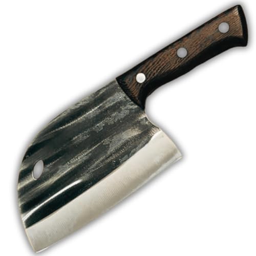 Cutelo Aço Inox Cabo em Madeira Full Tang Design Artesanal Faca Afiada para Cozinha Churrasco