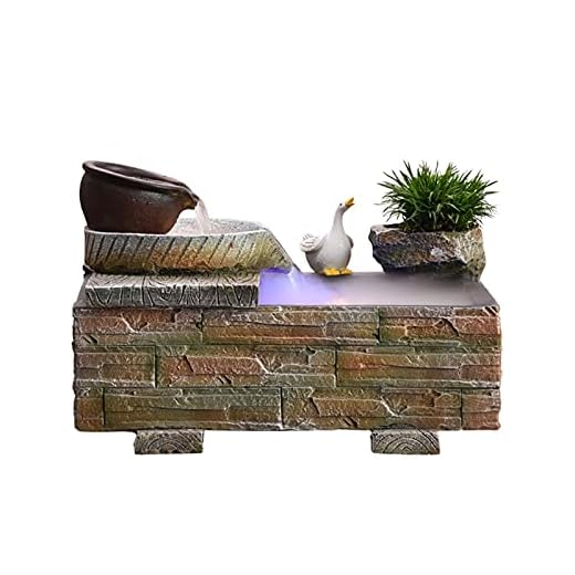 Inomhus fontäner Skrivbordsvatten fontän sten tråg flödande vatten landskap fontän feng shui hjul bonsai hantverk bord dekoration för hem/kontor Avkoppling Fontän på bordsskivan