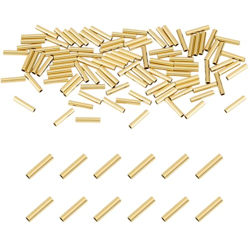 DELORIGIN textured gold-plated tube beads
