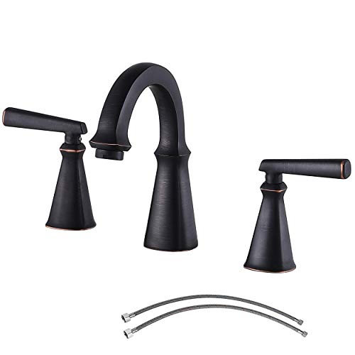 Up To 40% OFF Ufaucet Bathroom Faucet Commercial Antique 2 Handle Widespread Oil Rubbed Bronze , 3 Holes 8 Inch Brass Bathroom Vanity Lavatory Faucets