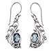 NOVICA .925 Sterling Silver and Blue Topaz Lacy Dangle Earrings, Blue Peacock's Feather'