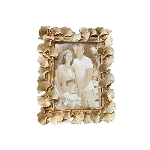 OMTONGXIN Exhibición de Fotos 6 Pulgadas European Gingko Gingko Leaf Resin Frame Foto de Boda Creativa Marco de Fotos de la Mesa Decoración del hogar Marcos para Cuadros de Pared y de Mesa Cover