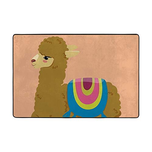 Tapis de dessin animé Ruchen en velours corail marron pour salon 183x122cm