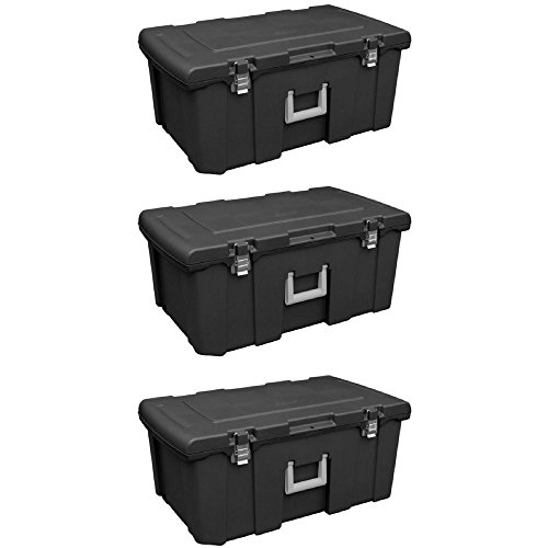 Sterilite 18429001 Footlocker, Black w/ Titanium Handle & Galvanized Steel Latches, 1-Pack (3)