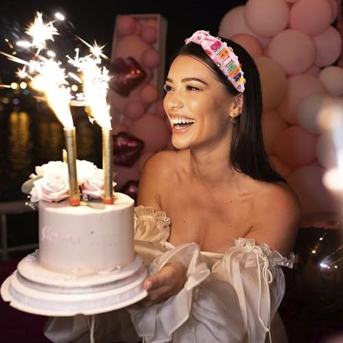 Cubaco Birthday Headbands It My Birthday Crown For Women Pearl Rhinestone Headband For Girl Wide Top Knotted Hairbands With Cloth No Slip Fashion Happy Birthday Hair Accessories thumb #1