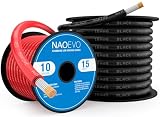 NAOEVO Filo marino calibro 10, 10 AWG, in rame stagnato PVC, grado marino IP68, impermeabile e resistente alla corrosione, per barche, camper, automobili, motori solari e traina (4,6 m nero + 4,6 m