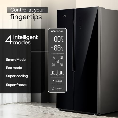 Image of Godrej 540 L 3 Star 5 Years Comprehensive Warranty 4 Intelligent Modes|Toughened Glass Door|Frost Free SBS Inverter Refrigerator(2026 Model, RS EONVELVET 580C RID OP BK, Opera Black, 52141501SD03653)