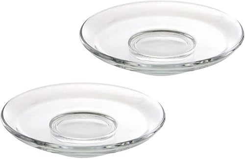 Housoutil Plato de té de vidrio Platos de café Platillos de placa de vidrio transparente: 2 piezas de soporte de bolsa de té Decoración de mesa para