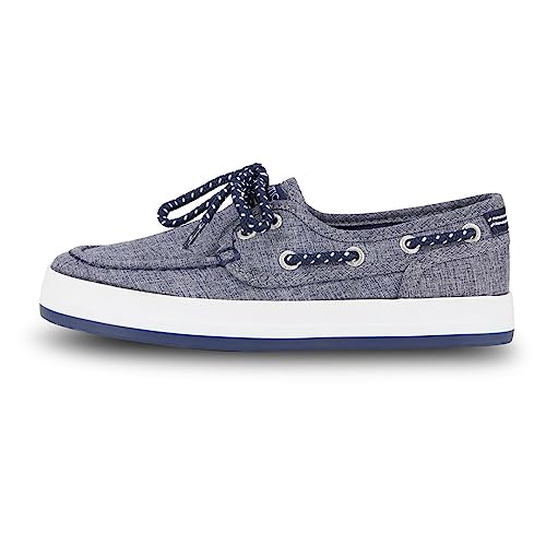 Nautica Kid's Spinnaker Boat Shoe Casual Loafer 2 Eye Lace-Navy Heather Size-3 #TOP3