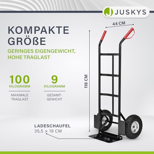 Foto von Juskys Sackkarre Basic klappbar - Transportkarre mit großen Luftreifen & massivem Stahlrahmen - Handkarre für Umzug & Getränkekisten