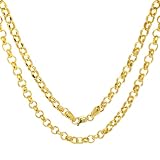 JEWELHEART 14K Real Gold Rolo Chain 2.8mm Diamond Cut Trendy Round Link Chain Pendant Necklace For W