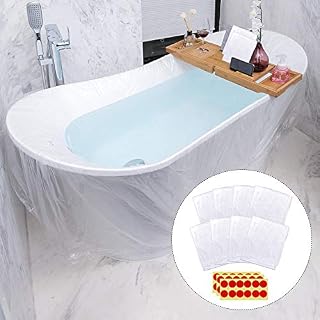 SelfTek 8 Pack Disposable Bathtub Cover Liner with 36 Pieces Self Adhesive Dots