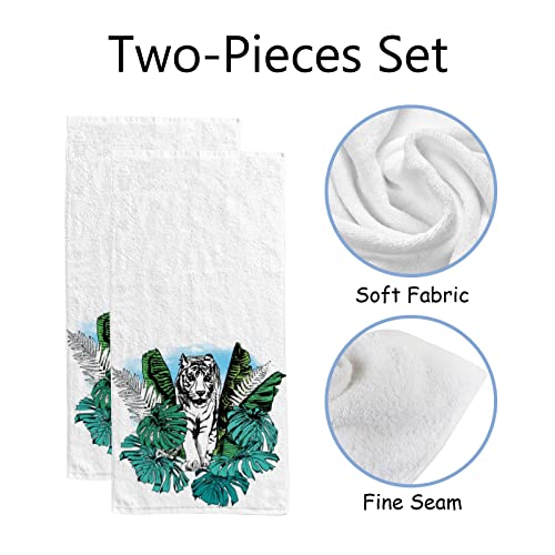 Bath Hand Kitchen Towels White Tiger Face Towel Washcloth 2 Pack Soft Quick Dry Super Absorbent Bathroom #TOP1