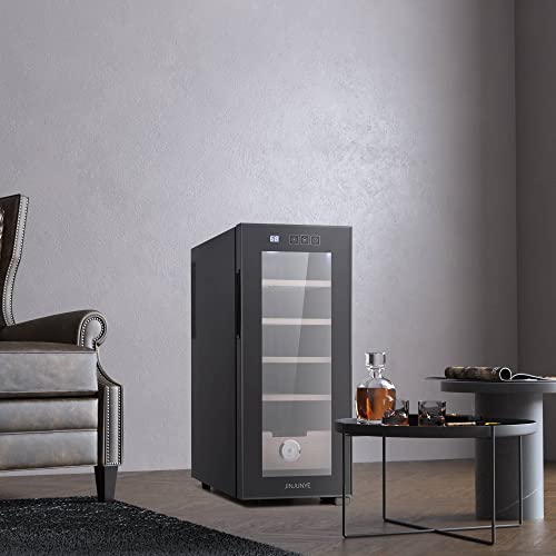 Jinjunye 250 Count Cooler Cabinet With Cooling And Heating Function, 33L Electric Cooler With Spanish Cedar Wood Drawer Shelves, Temperature Control & Hygrometer, Gift For Men #TOP5