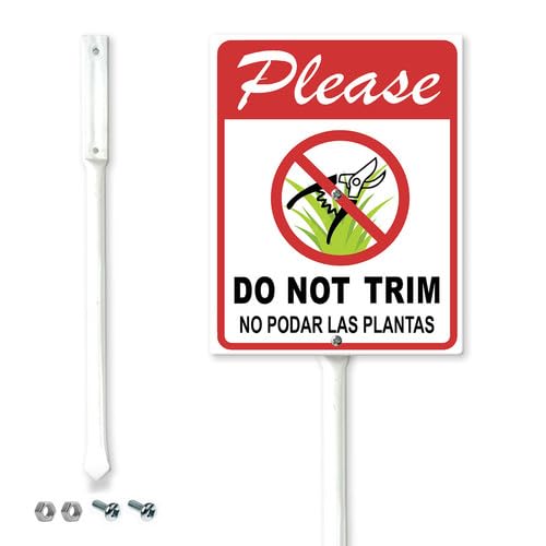 Geroclonup Do Not Trim Yard Sign with Stakes 20x30cm Rustproof Sturdy Aluminum Yard Signs Rust Free Tall Lawn Decor Garden Markers Signs for Backyard Garden Outdoor Use
