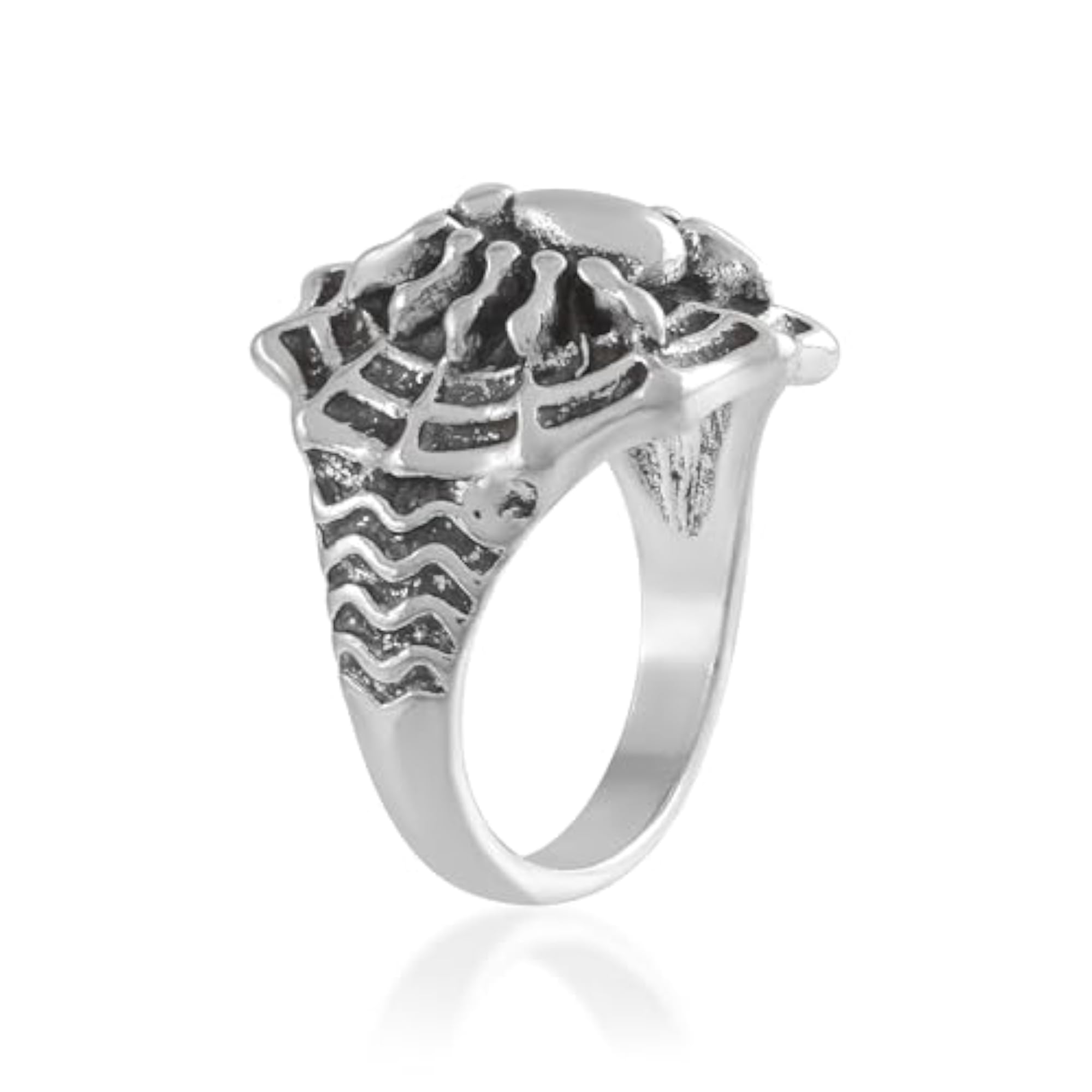 Brass Antique Silver Spider Finger Ring
