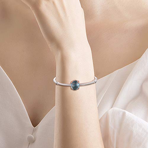 Abalorio de plata 925 azul con cabujón ovalado para pulseras 4