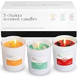 Chakra Abundance Candle Box Set of 3 with Crystals Inside | for Aromatherapy, Meditation, Yoga, Reik