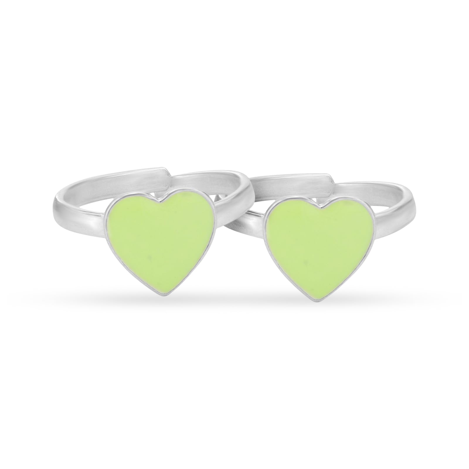 SIJA 925 Sterling Silver Green Enamel Heart Toe Ring | Adjustable | Silver Toe Rings for Women | With 925 Stamp | Gifts for Women-image-34