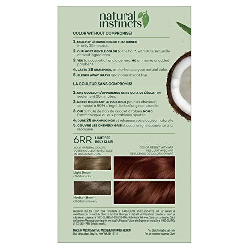 Clairol Natural Instincts Demi-Permanent Hair Dye, 6Rr Light Red Hair Color, Pack Of 1 #TOP1