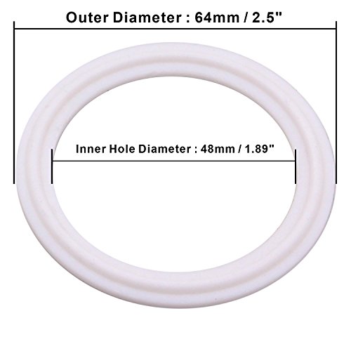 Dernord Teflon (Ptfe) Tri-Clamp Gasket O-Ring - 2 Inch Style Fits Od 64Mm Sanitary Pipe Weld Ferrule (Pack Of 2) #TOP1