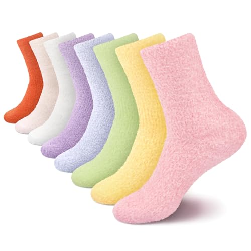 Image of BambooMN Women's Fuzzy Soft Colored Socks