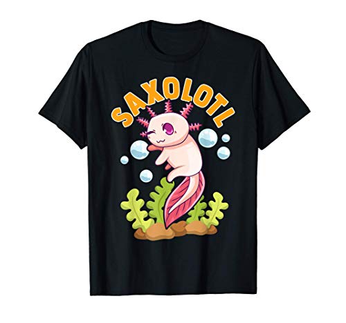 Cute & Funny Saxolotl Adorable Sax Playing Axolotl Animal Camiseta