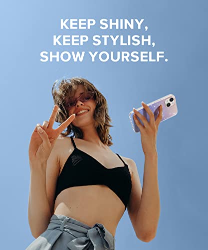 Berfy For Iphone 14 Case Glitter, With 2X Screen Protector + 2X Camera Lens Protector, [Not Yellowing] Sparkly Crystal Shockproof Hard Back Slim Protective Phone Cover For Women, 6.1" (Gradient) #TOP5