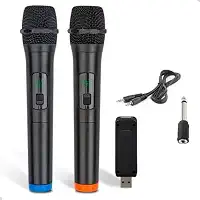 Kit 2 Microfones Sem Fio UHF Karaoke, Microfone Dinamico,Festas, Eventos, Aulas, Palestras, Desempenho, Entretenimento Familiar