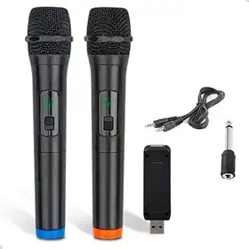 Kit 2 Microfones Sem Fio UHF Karaoke, Microfone Dinamico,Festas, Eventos, Aulas, Palestras, Desempenho, Entretenimento Familiar