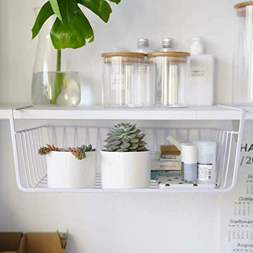 Pengke Under Shelf Basket,4 Pack Wire Rack, Slides Under Shelves For Storage,Space Saving For Kitchen Counter Pantry Desk Bookshelf Cupboard, White #TOP2