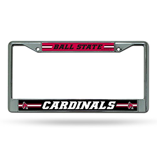 Rico Industries NCAA Ball State Cardinals Standard Chrome License Plate Frame , Silver , 12