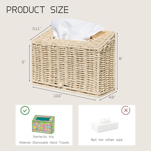 Furrywise Hand Towel Box Cover Compatible with Kleenex Hand Towels, Paper Rope Hand Towel Holder for Bathroom, Kitchen and Bathroom, Off White by Furrywise - Used condition - Image 2