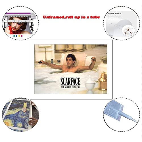 Izm Scarface Al Pacino Tony Montana Bathtub Canvas Art Poster And Wall Art Picture Print Modern Family Bedroom Decor Posters 16X24Inch(40X60Cm) #TOP1