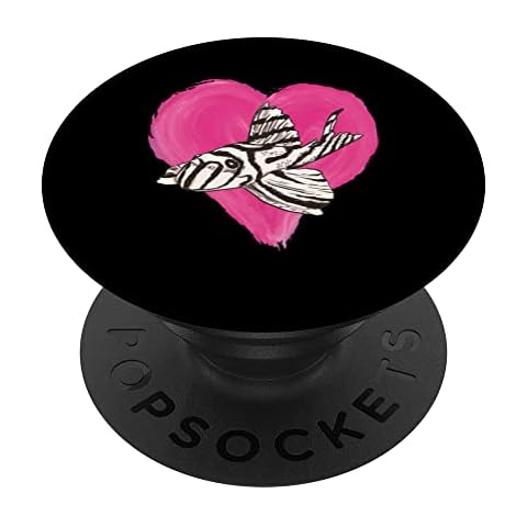 Zebra Pleco Fish Heart Fish Love Lover Zebra Pleco Fish PopSockets Swappable PopGrip Cover