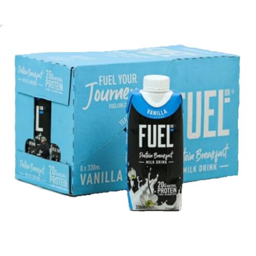 FUEL10K Vanilla Breakfast Milk Drink, High Protein & Vitamins, 330 ml (Pack of 8)