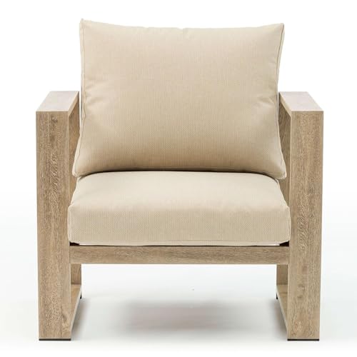 Sofa-Set Couchtisch und 2 Sessel aus Aluminium und Seil in Beige, 70,5 x 44,5 x 157 cm