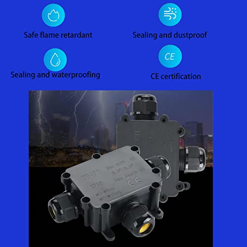 Fdg Outdoor Waterproof Ip68 Junction Box, 3-Way Plug Wire External Electrical Junction Box, Cable Connector Wire Diameter 4-14Mm #TOP4