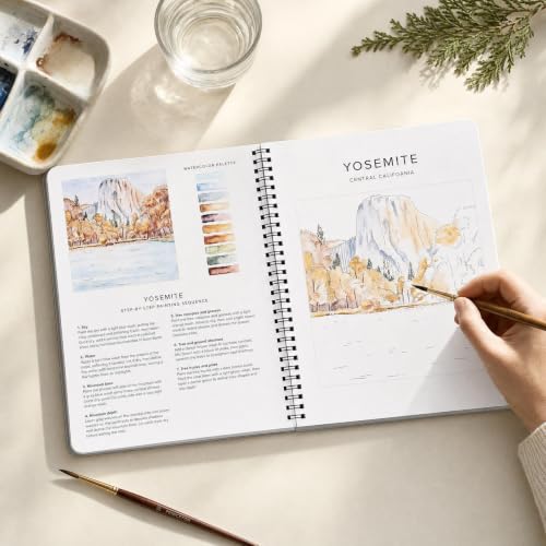 Image of Beautiful Watercolor Book for Beginners - Guided Watercolor Painting Workbook w 10 National Park Designs on Premium Paper - Relaxing Watercolor Activity Book for Adults & Perfect Art Gift for Women