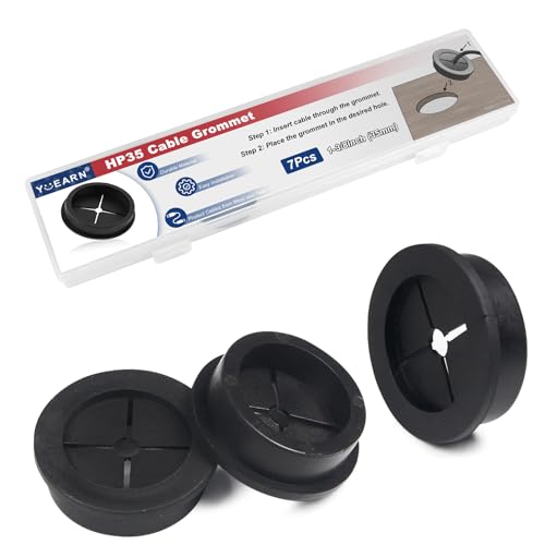1-3/8 Inch Cable Grommet (35mm) – 7 Pcs Flexible Rubber Hole Covers for Generator Panel, Power Control Boxes, Large Wire Routing (Black)