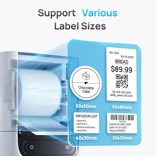 Image of POLONO PM220S Label Maker Machine with Tape, Bluetooth Label Maker, Pearl