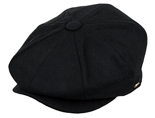 Epoch Men's Classic 8 Panel Wool Blend Newsboy Snap Brim Collection Hat (Nsb1595 Black, Large) #TOP1