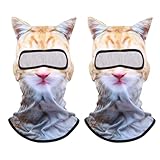 Cat Ski Mask, 2 Pack 3D Sheisty Face Balaclava, Winter Outdoor Shiesty Animal Hood with Ears, Halloween Decor, Funny Windproof Full Cover for Skiing Riding Music Festivals Raves