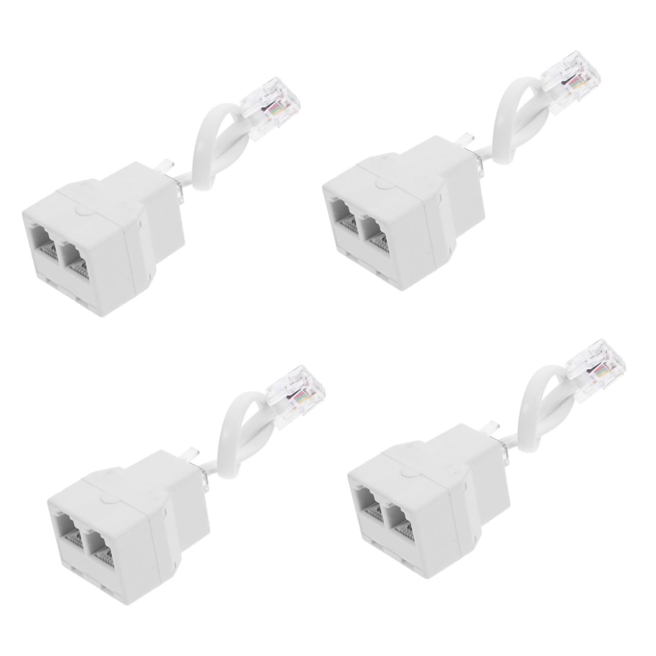 KALLORY 4pcs Phone Line Splitter Adapter Pin Telephone Jack Splitter for Dual Phone Use Cable Connector Compatible Easy Installation Home Office