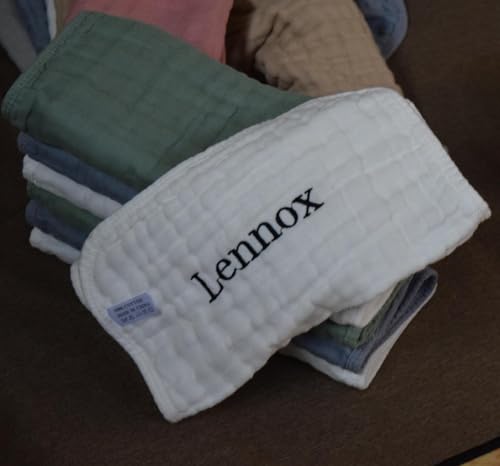Personalized Muslin Burp Cloths 100% Cotton Baby Washcloths for Boy Girl Baby Essentials 6 Layers Extra Absorbent and Soft Baby Rags for Newborn Registry (20" X10")2
