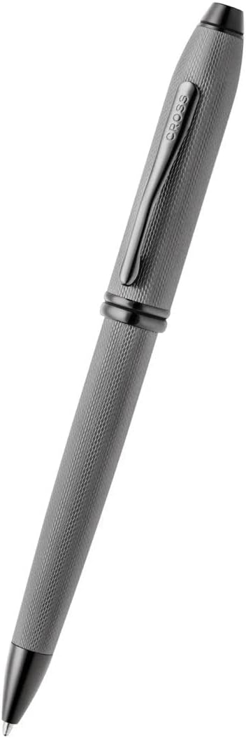 Cross Townsend Polished Slate Gray Engraved Diamond Pattern & PVD Appointments Ballpoint Pen, Black Ink - Elegant, Effortless Writing - Consistent, Smooth Writing - Large Nib - Reliable & Long-Lasting