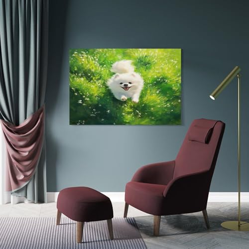 Tableau Spitz japonais en toile premium 3D texturée chic pour salon - 4